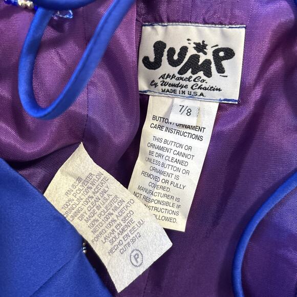 Jump Apparel VTG Y2K Blue Midi Dress Size 7/8 Butterfly Beaded Strappy Princess - Picture 4 of 8